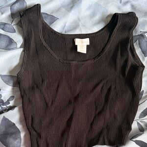 House of Harlow 1960 Ribbed Brown Tank Top